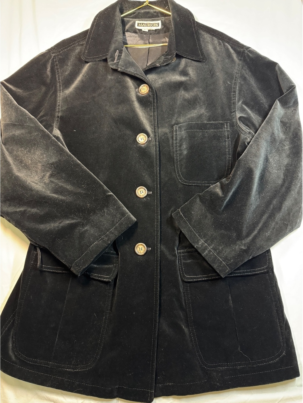 VINTAGE MAURICES Black Velvet Chore Coat Large